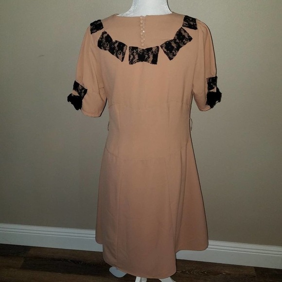 PEPALOVES Dress Vintage Look Black Lace Bows - Picture 4 of 6